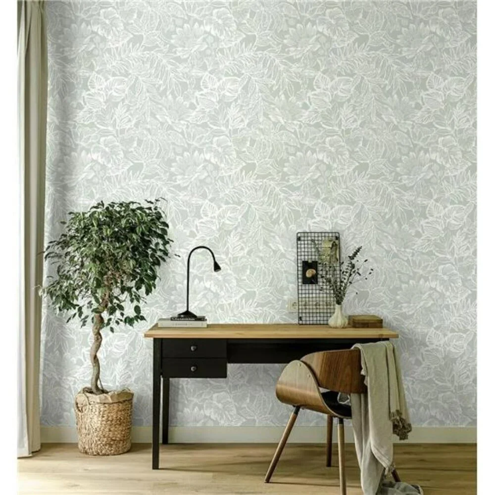 Tropical Leaf Peel Stick Wallpaper Green White Floral Removable Wall Decor